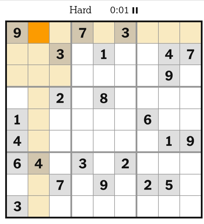 NYT Sudoku Hard April 12, 2026