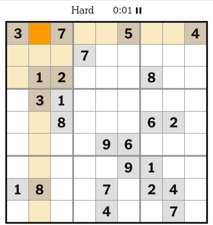 NYT Sudoku Hard April 20, 2026