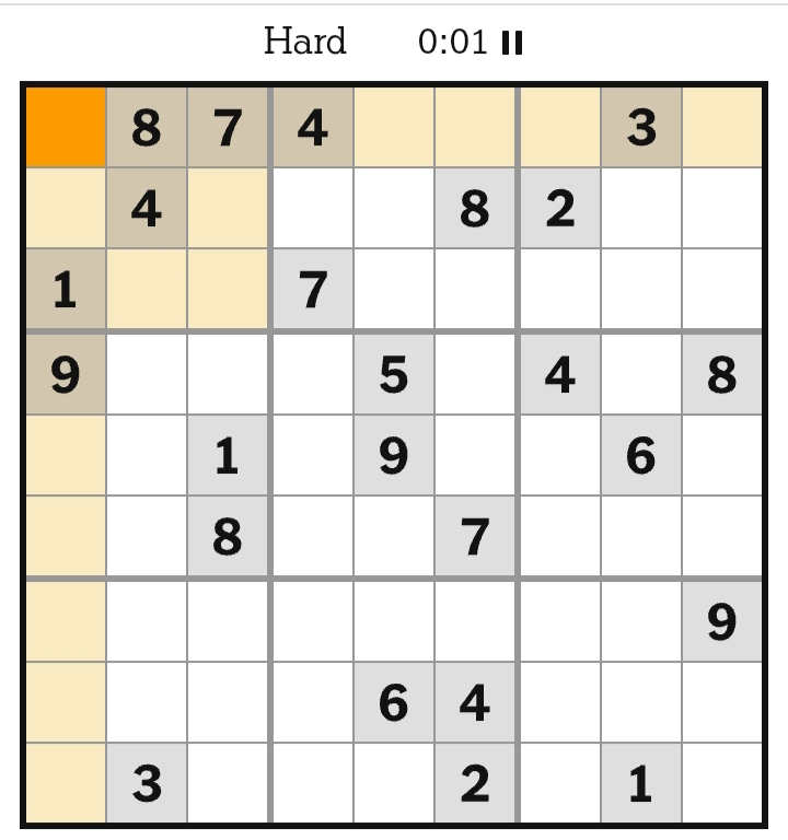 NYT Sudoku Hard April 27, 2026