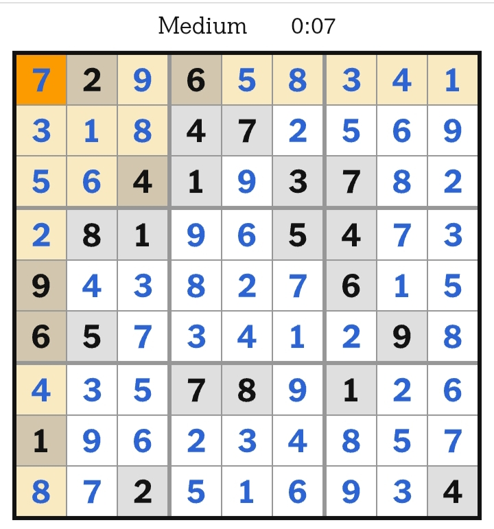 NYT Sudoku Medium Answers  April 02, 2026