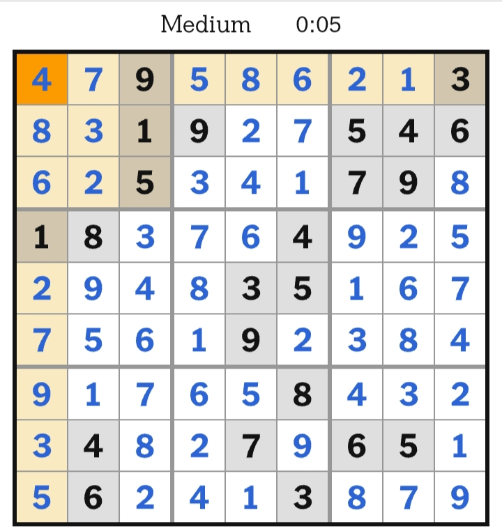 NYT Sudoku Medium Answers April 04, 2026