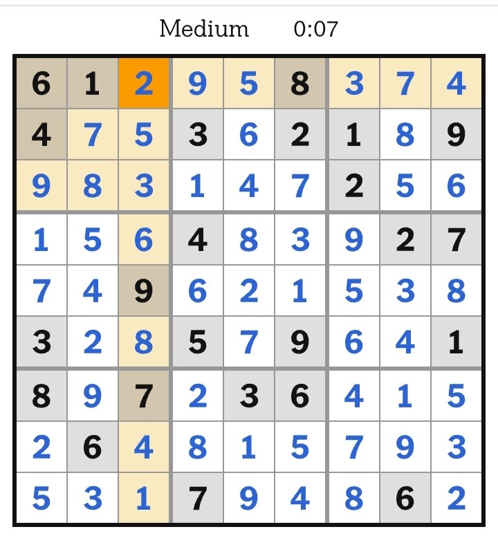 NYT Sudoku Medium Answers  April 05, 2026