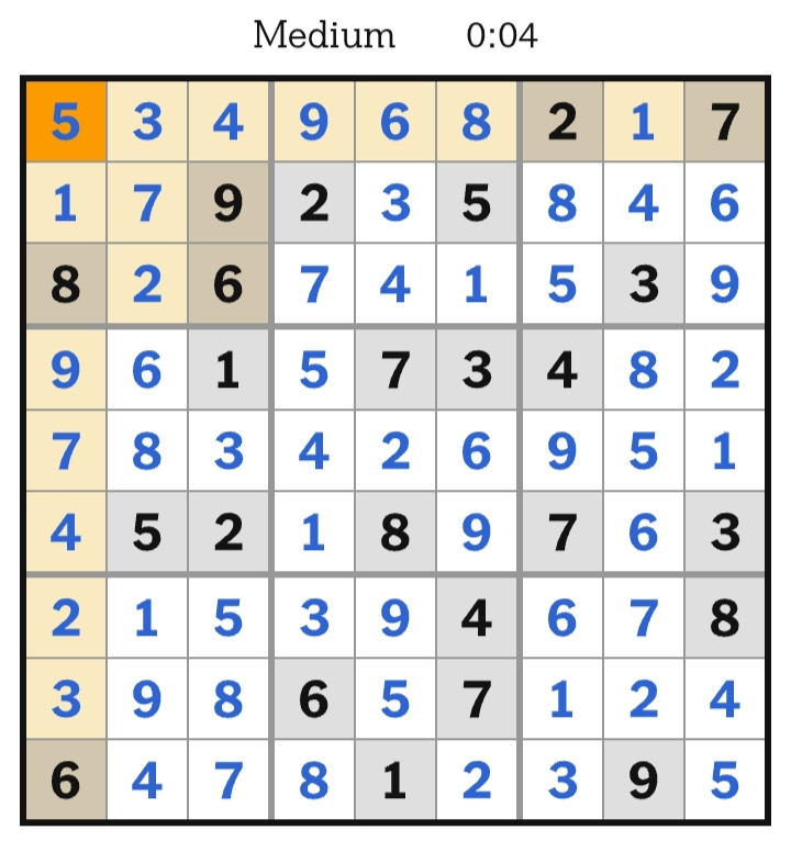 NYT Sudoku Medium Answers April 08, 2026