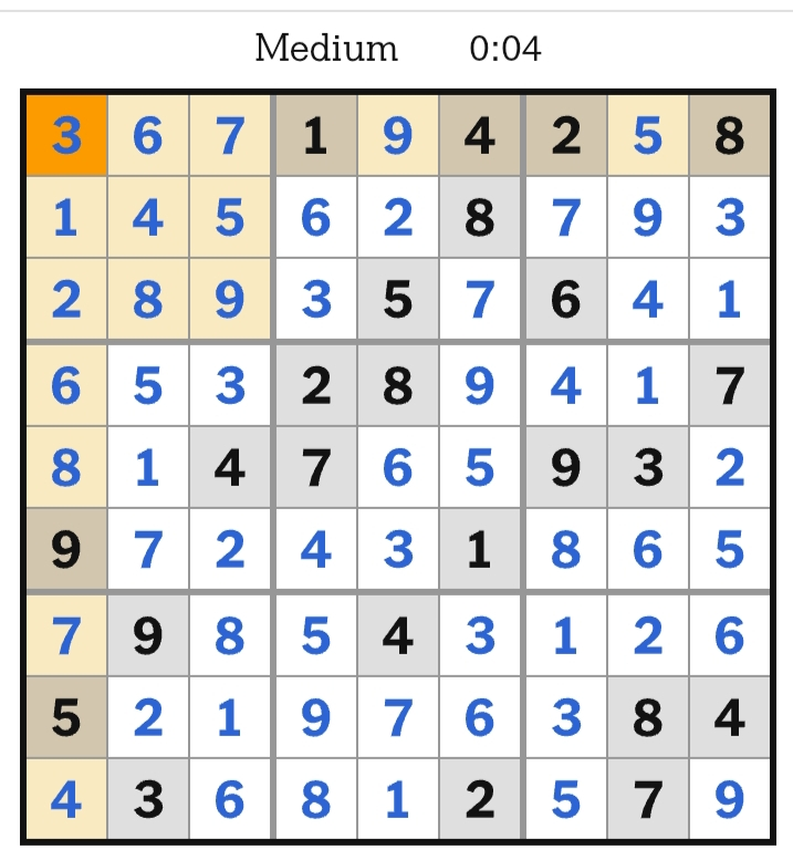 NYT Sudoku Medium Answers April 09, 2026