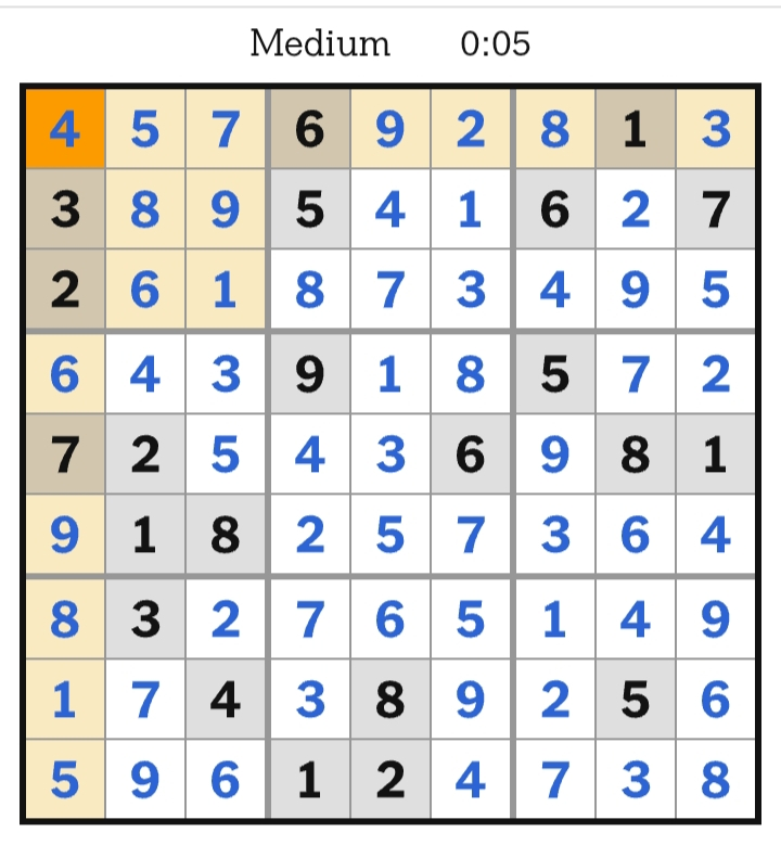 NYT Sudoku Medium Answers April 11, 2026