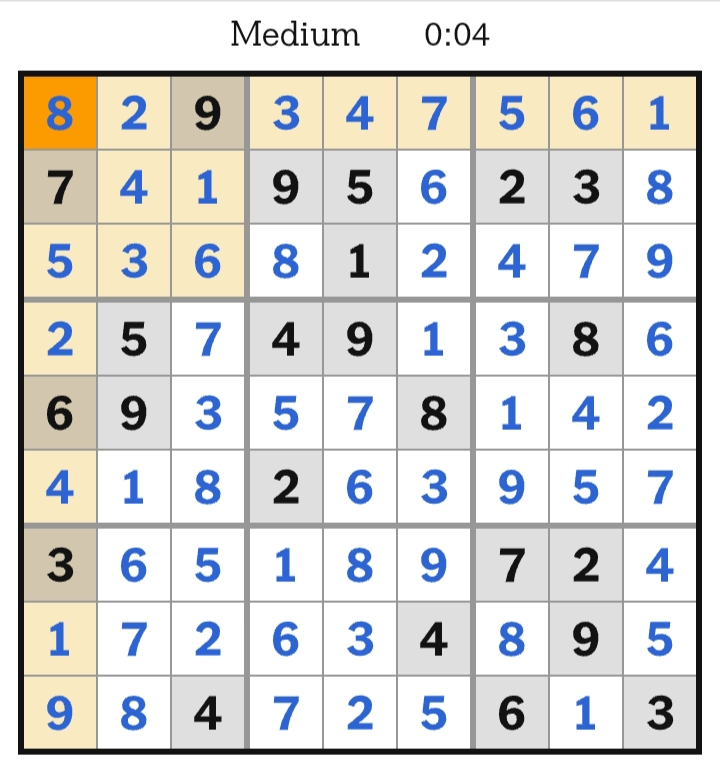 NYT Sudoku Medium Answers April 14, 2026
