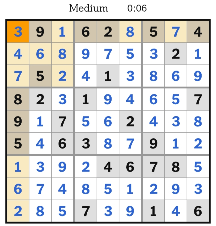 NYT Sudoku Medium Answers April 16, 2026