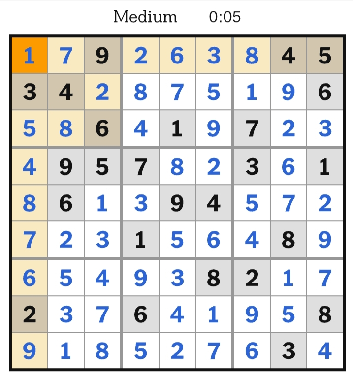 NYT Sudoku Medium Answers April 19, 2026