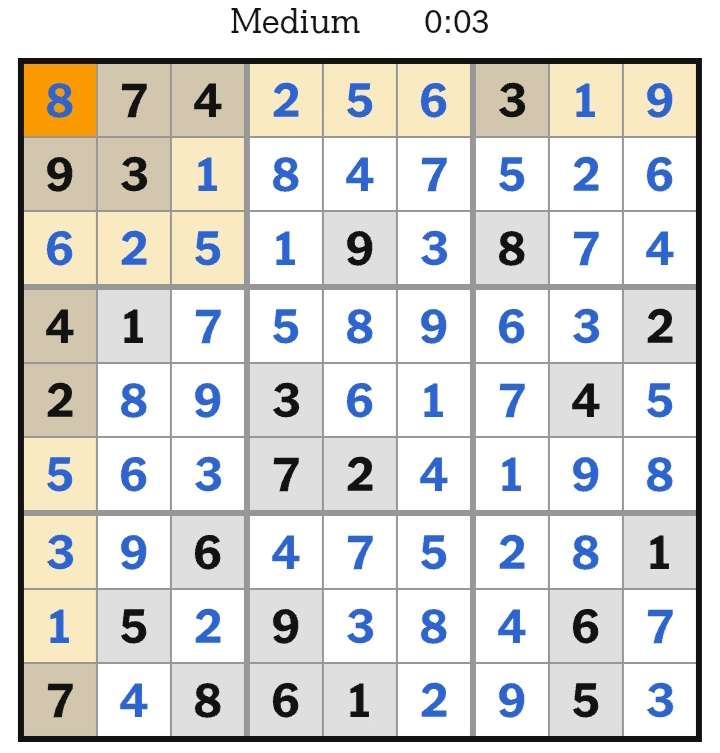 NYT Sudoku Medium Answers April 28, 2026