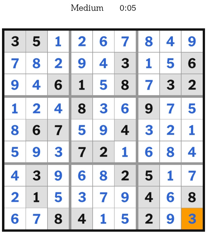 NYT Sudoku Medium Answers April 29, 2026