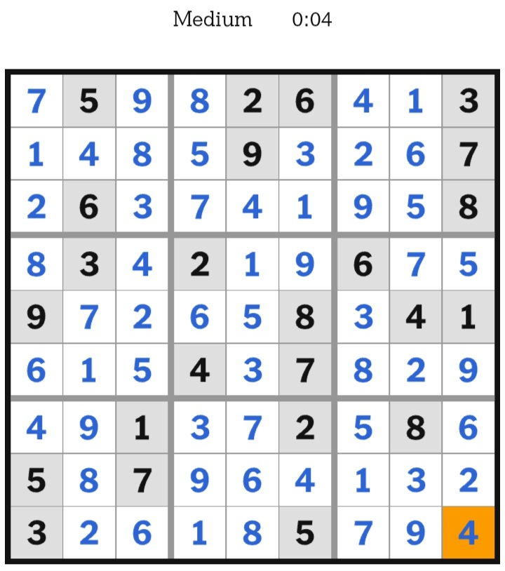 NYT Sudoku Medium Answers April 30, 2026