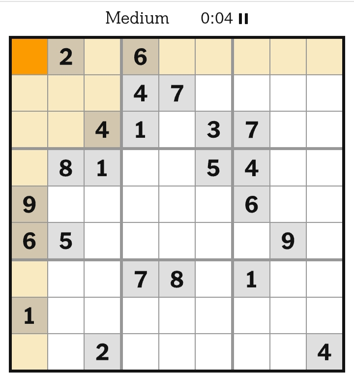 NYT Sudoku Medium April 02, 2026