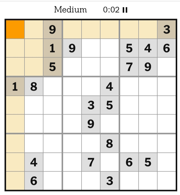 NYT Sudoku Medium April 04, 2026