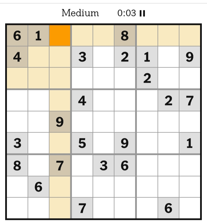 NYT Sudoku Medium April 05, 2026