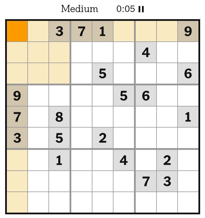 NYT Sudoku Medium April 1, 2026