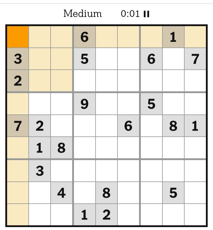 NYT Sudoku Medium April 11, 2026