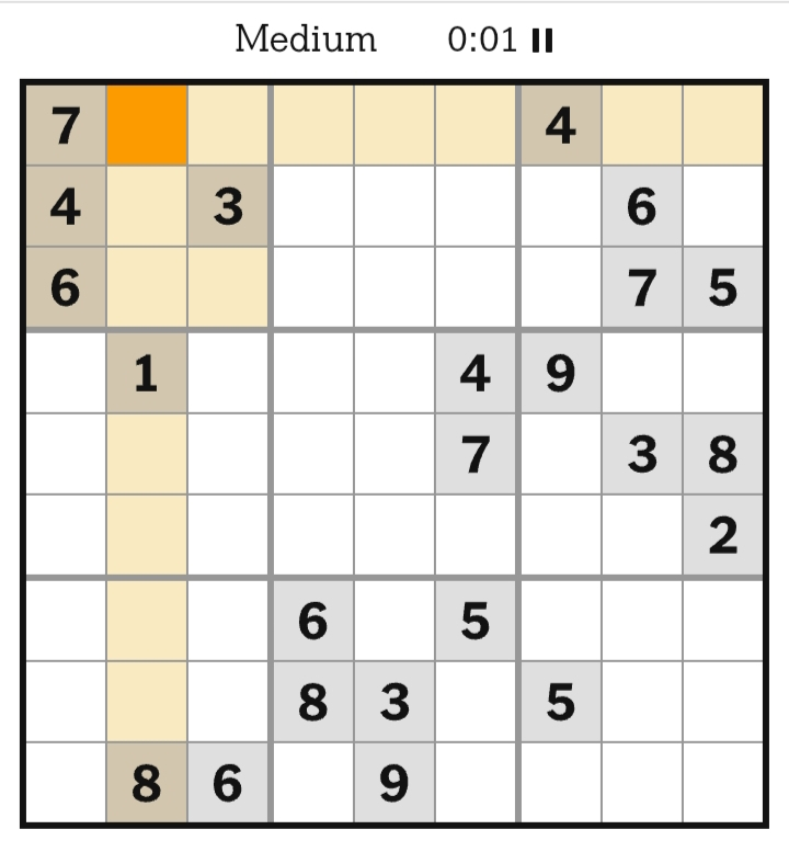 NYT Sudoku Medium April 13, 2026