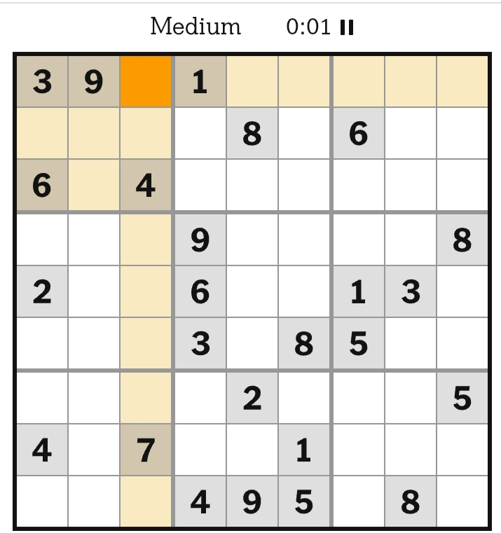 NYT Sudoku Medium April 15, 2026