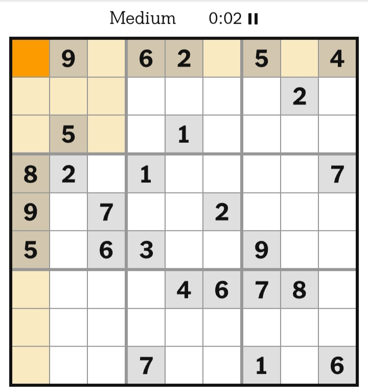 NYT Sudoku Medium April 16, 2026