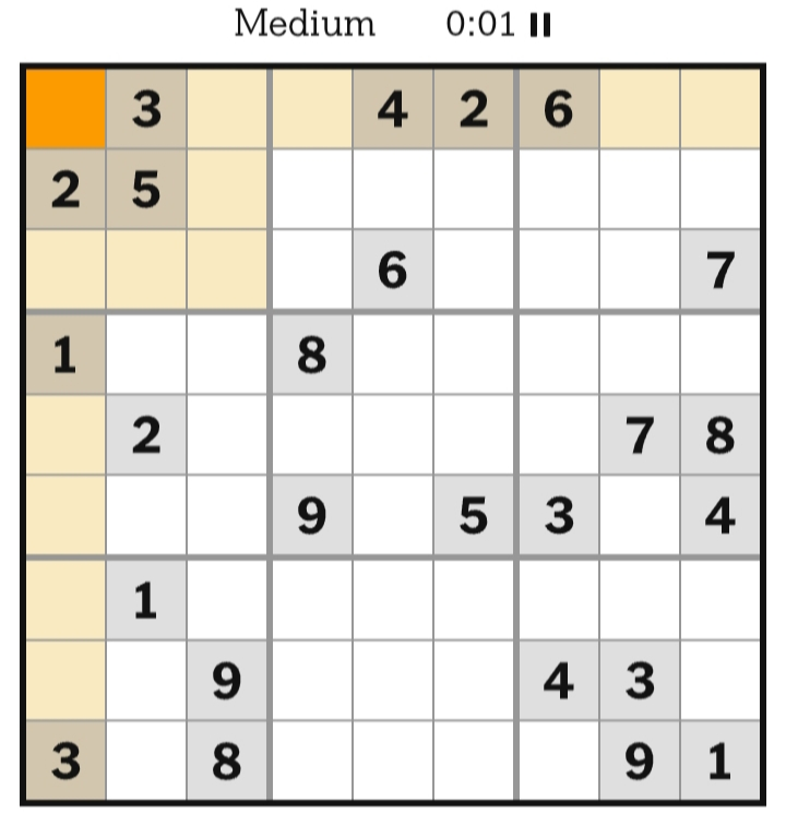 NYT Sudoku Medium April 17, 2026