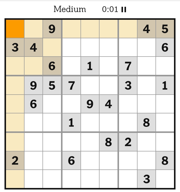 NYT Sudoku Medium April 19, 2026