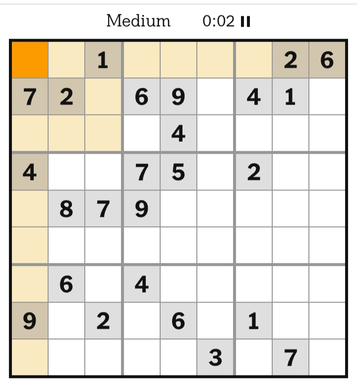 NYT Sudoku Medium April 20, 2026