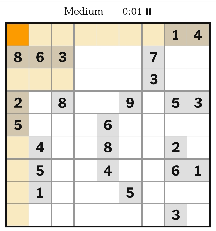 NYT Sudoku Medium April 21, 2026