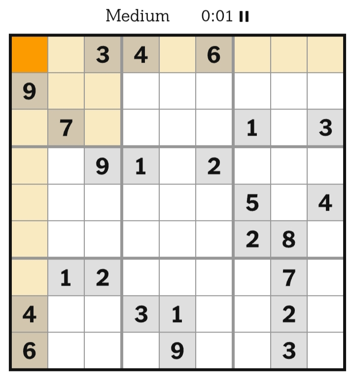 NYT Sudoku Medium April 23, 2026