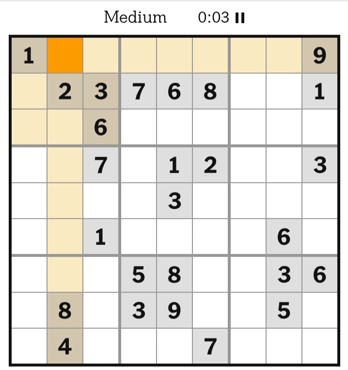 NYT Sudoku Medium April 24, 2026