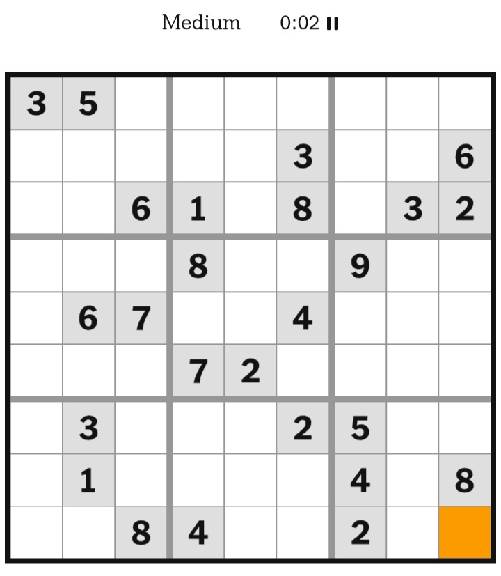 NYT Sudoku Medium April 29, 2026