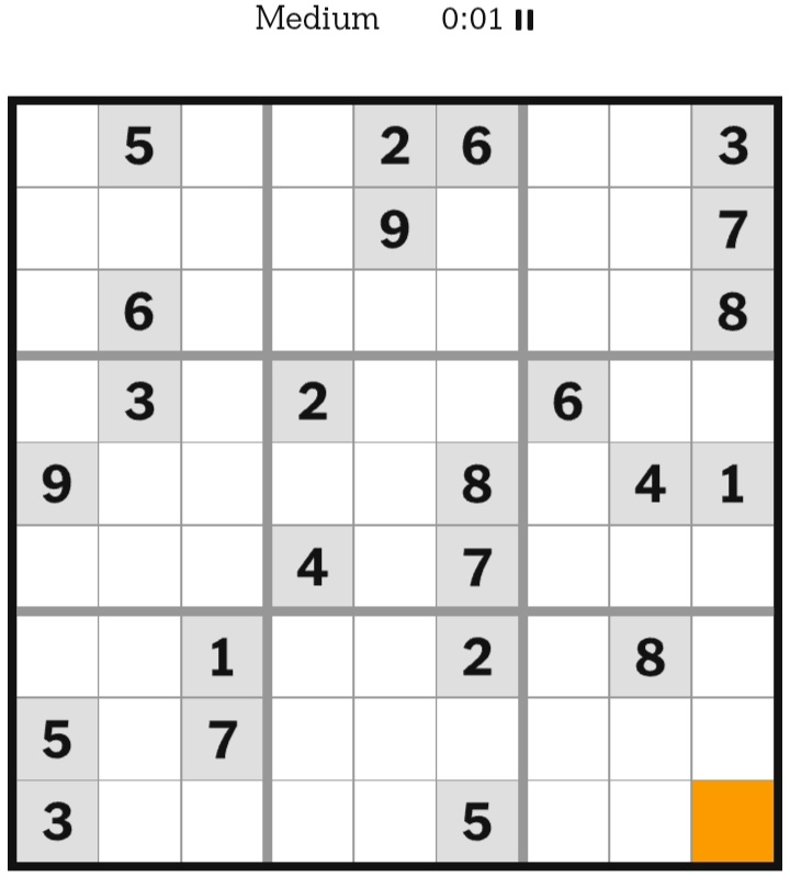 NYT Sudoku Medium April 30, 2026