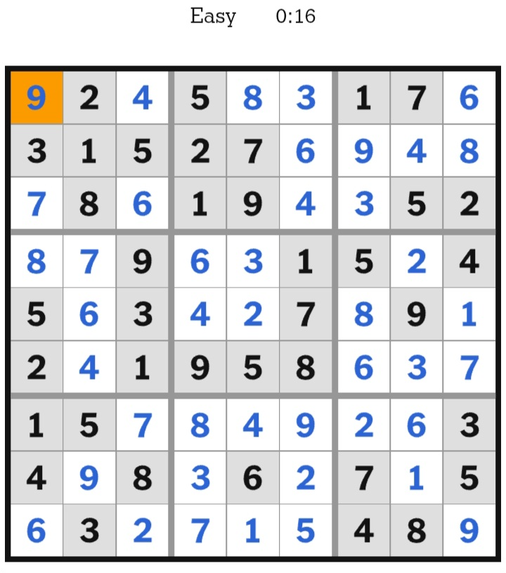 NYT Sudoku Easy Answers May 03, 2026