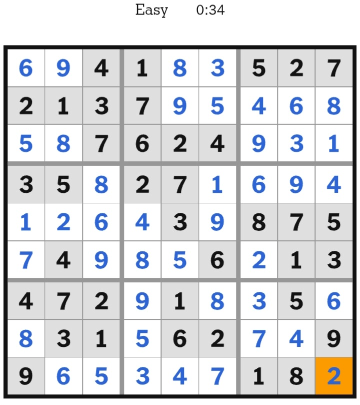NYT Sudoku Easy Answers May 04, 2026