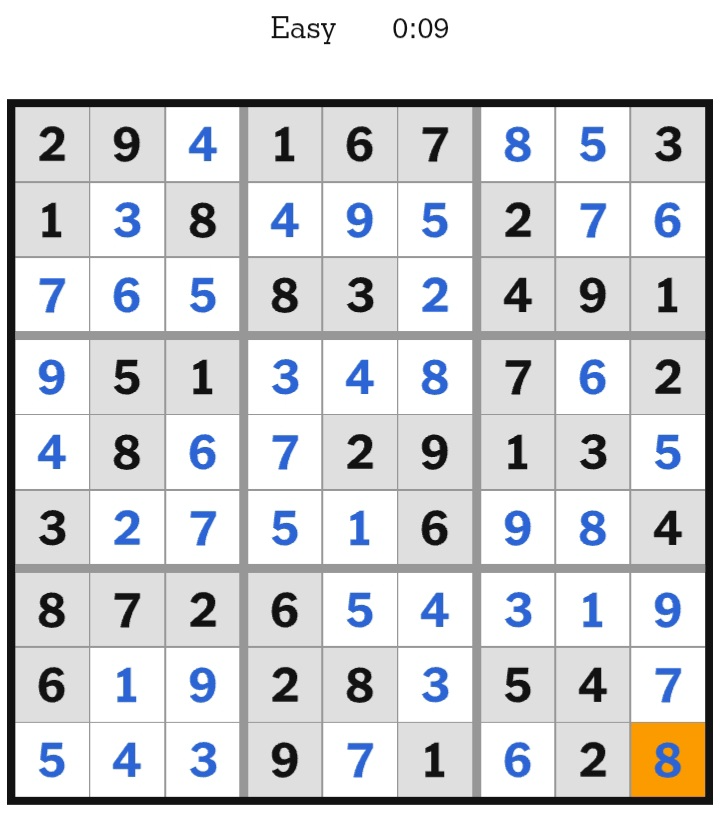 NYT Sudoku Easy Answers May 06, 2026