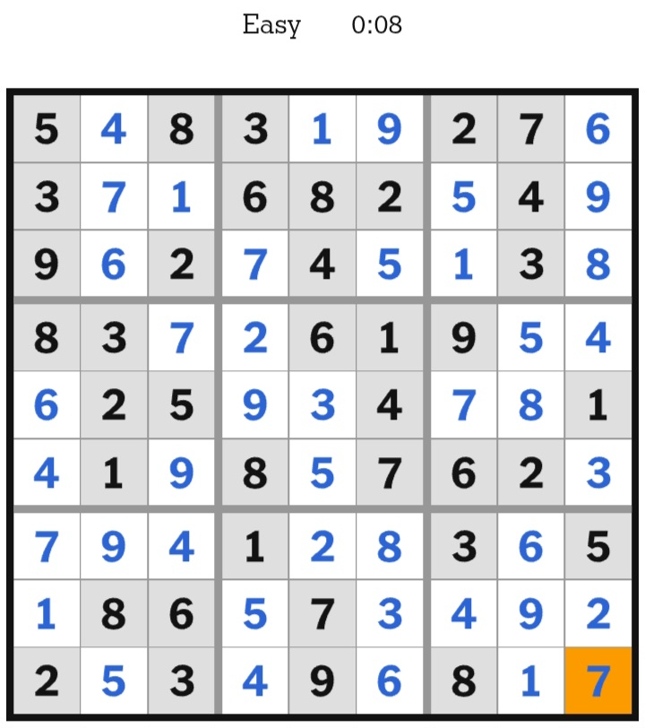 NYT Sudoku Easy Answers May 07, 2026