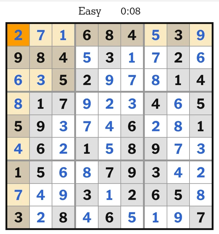 NYT Sudoku Easy Answers May 11, 2026