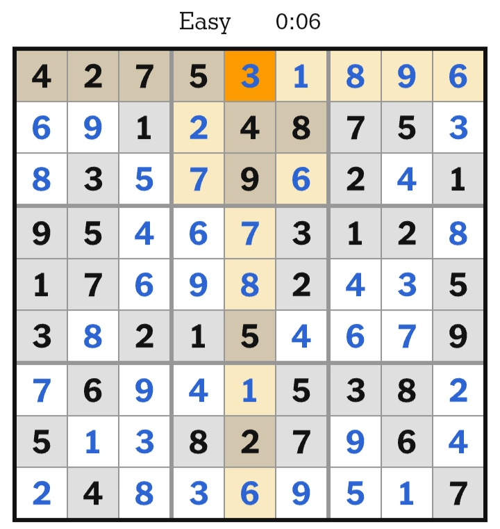 NYT Sudoku Easy Answers May 10, 2026