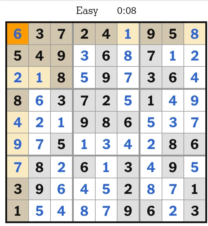 NYT Sudoku Easy Answers May 12, 2026