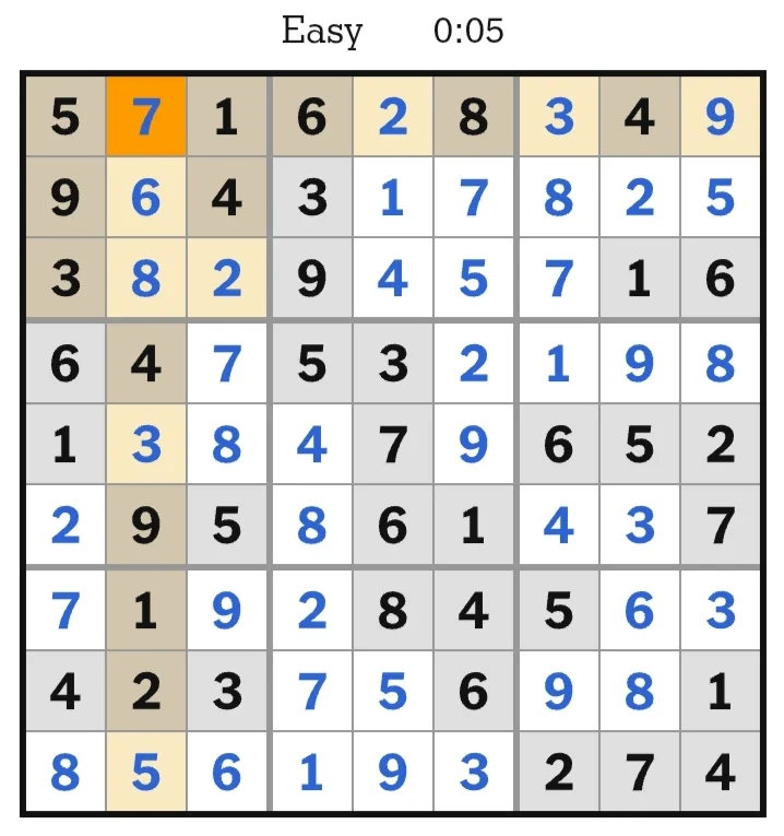 NYT Sudoku Easy Answers May 13, 2026