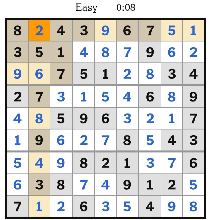 NYT Sudoku Easy Answers May 15, 2026