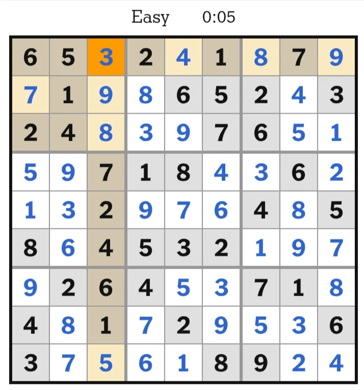 NYT Sudoku Easy Answers May 16, 2026