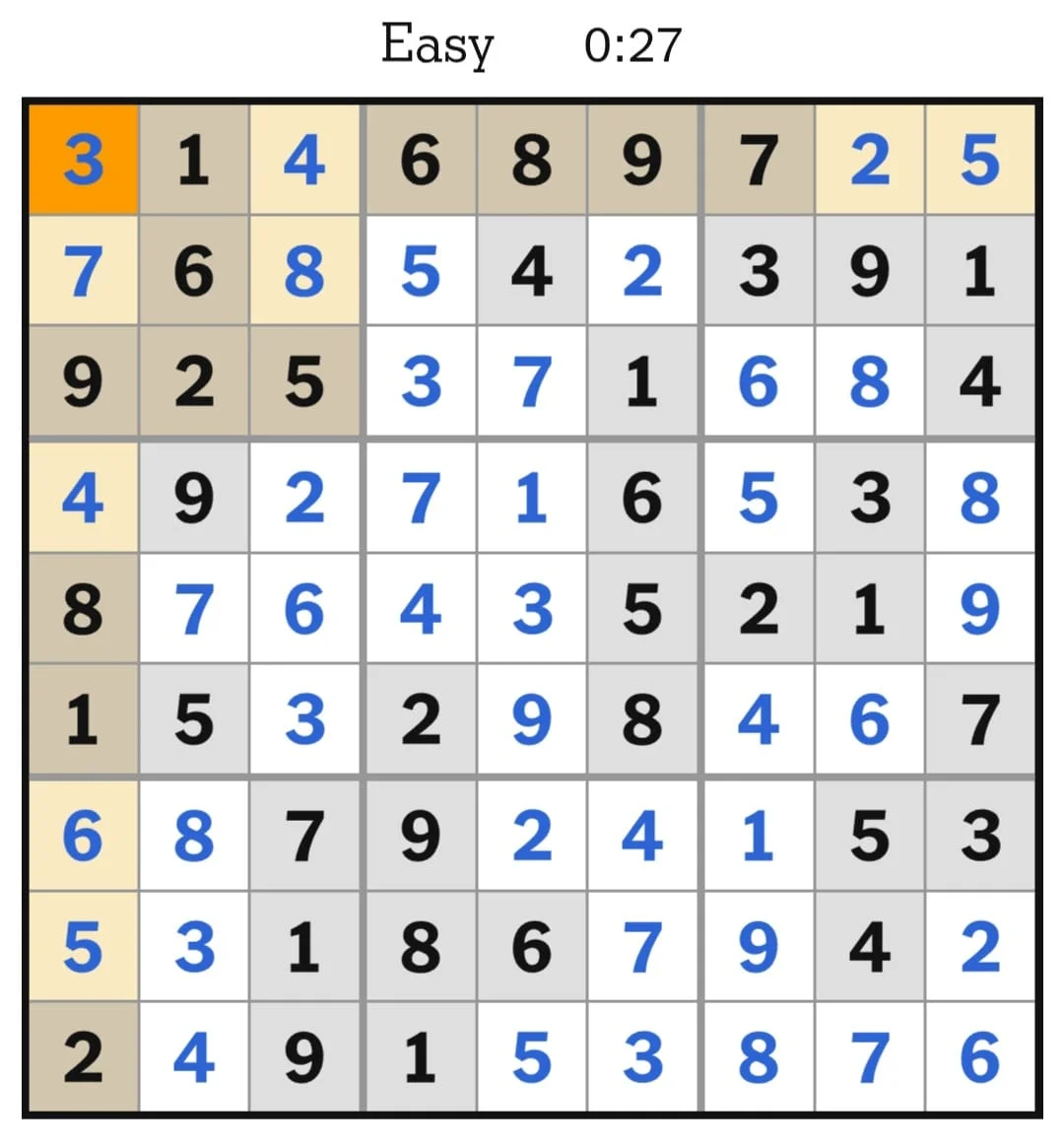 NYT Sudoku Easy Answers May 18, 2026