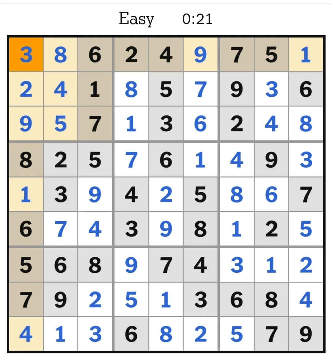 NYT Sudoku Easy Answers May 19, 2026