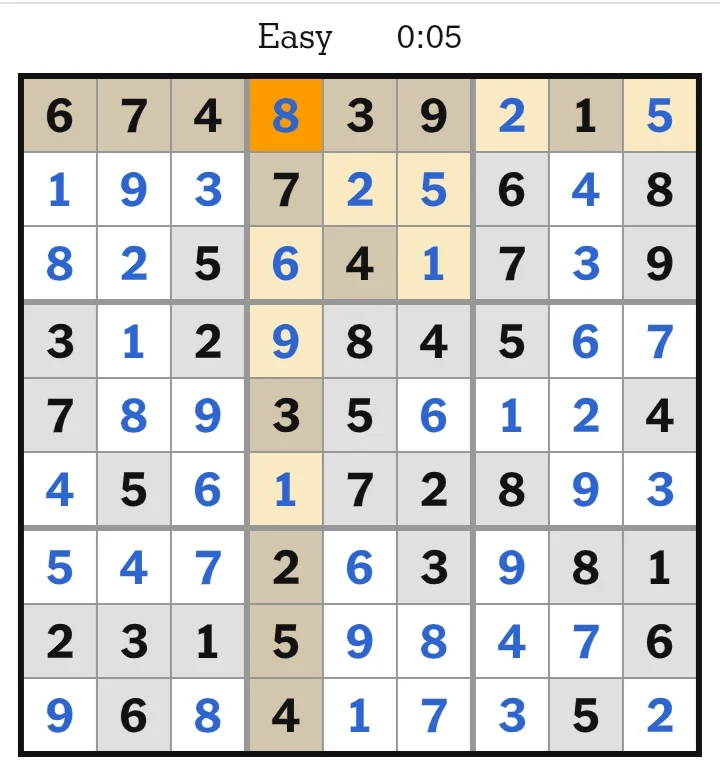 NYT Sudoku Easy Answers May 24, 2026