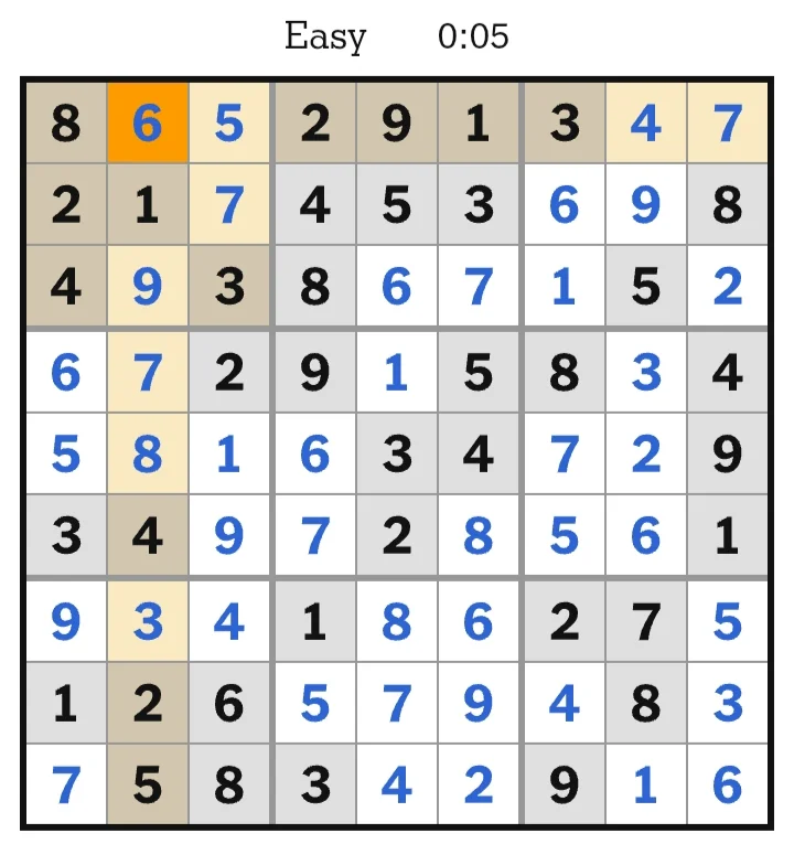 NYT Sudoku Easy Answers May 29, 2026