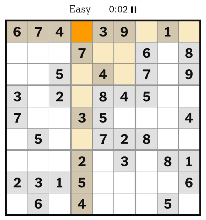 NYT Sudoku Easy May 24, 2026
