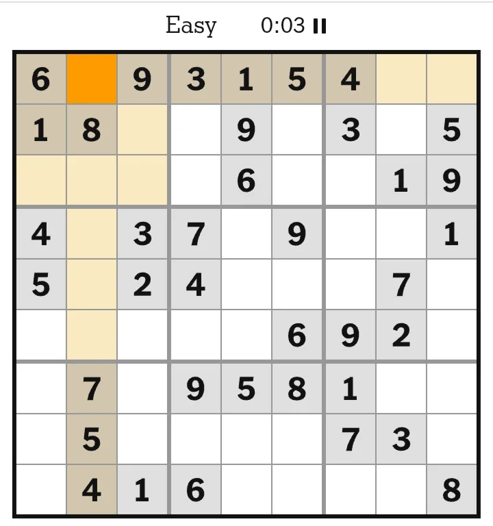 NYT Sudoku Easy May 27, 2026