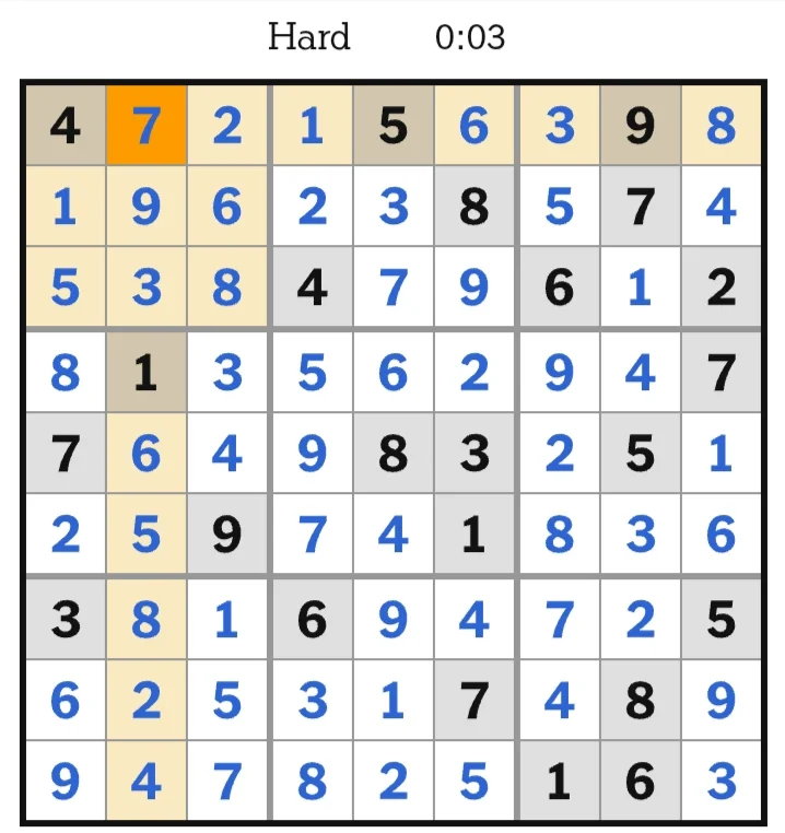NYT Sudoku Hard Answers June 01, 2026