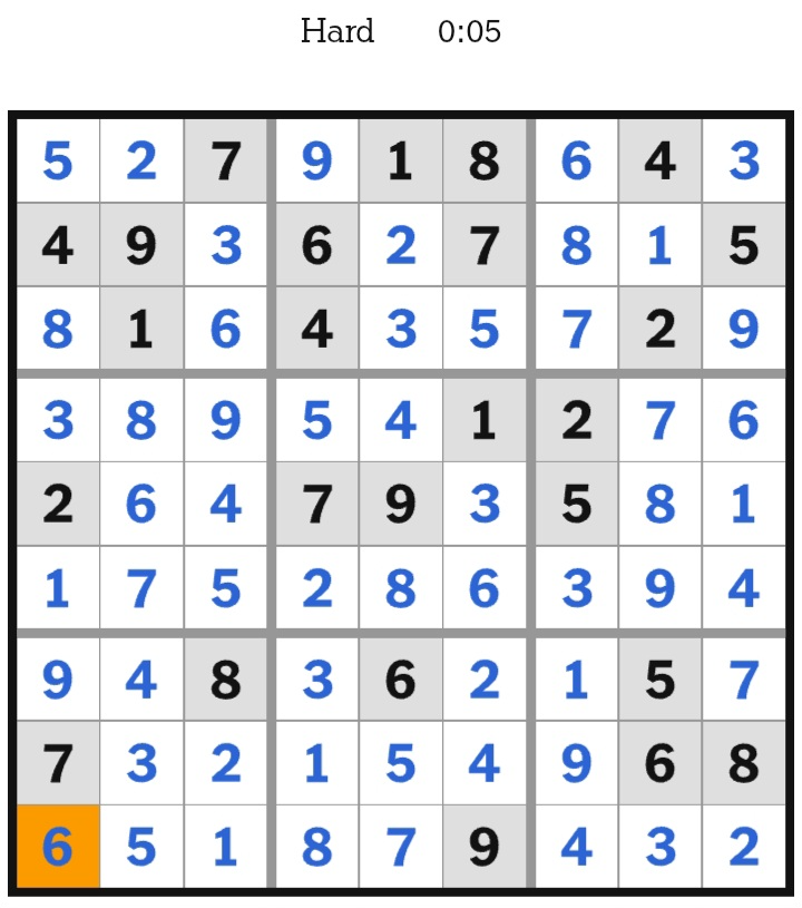 NYT Sudoku Hard Answers May 06, 2026