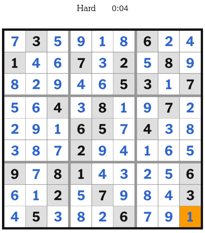 NYT Sudoku Hard Answers May 07, 2026